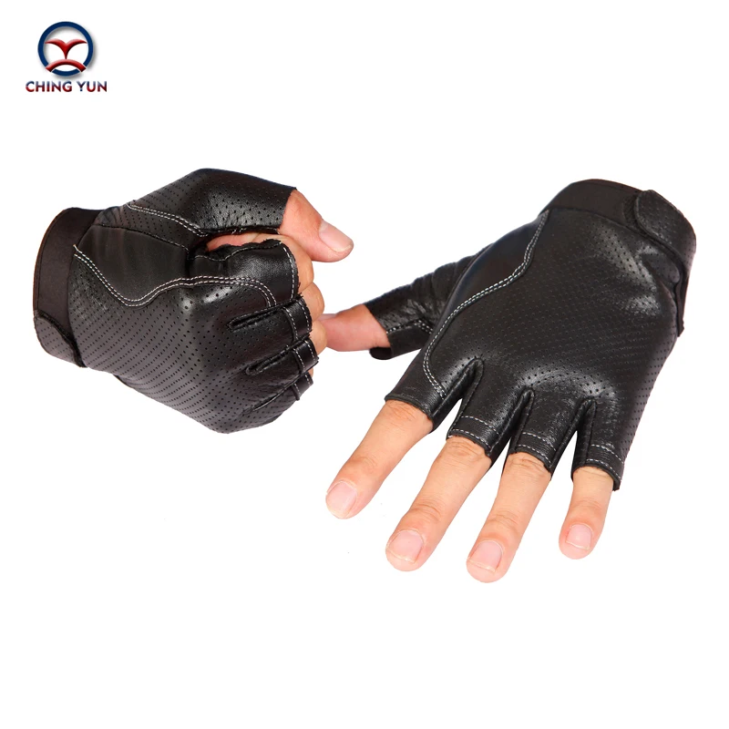 CHING YUN, мужские кожаные перчатки высокого качества, перчатки без пальцев, тактические мужские перчатки с полупальцами, защитные перчатки для езды, Нескользящие, 2266