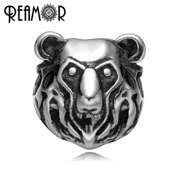 

REAMOR 5pcs/lot 2mm Bear Head 316l Stainless Steel Small Hole Animal beads Charms for Men String Bracelets DIY Jewelry Making