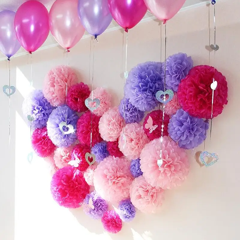 

HOT 23 Colors 4inch (10cm) Fluffy Tissue Paper Pom Poms Hanging Rose Flower Balls Garlands Wedding Baby Shower Party Decorations