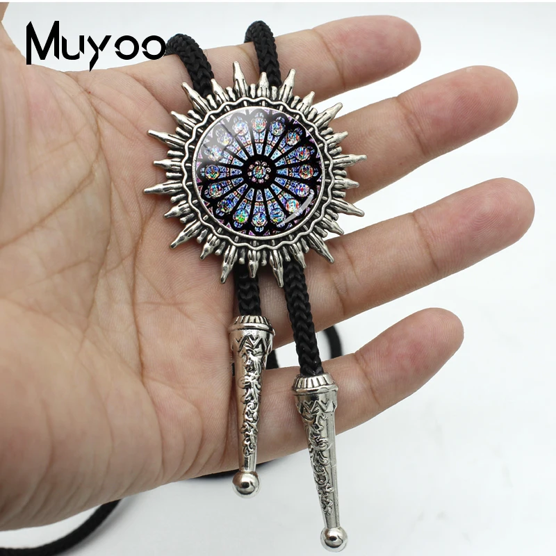 

BOLO-00116 New Arrival Geometric Shaper Bolo Tie Hand Craft Slide Glass Dome Western Neck Ties Colourful Necklace Strap Neck Tie