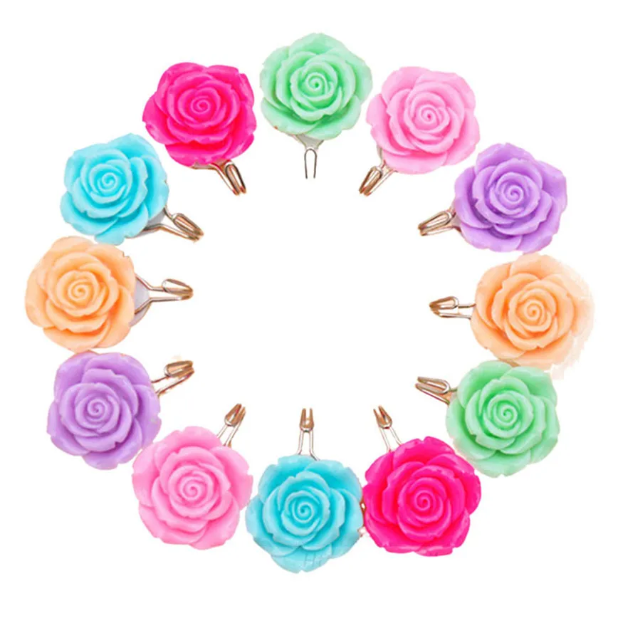 2pcs/lot Garden Rose Flower Sticky Resin Coat Hooks Door Hooks Strong