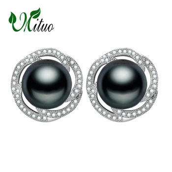 

MITUO pearl jewelry natural pearl earrings freshwater pearl earrings for women 925 sterling silver bohemian rose stud earrings