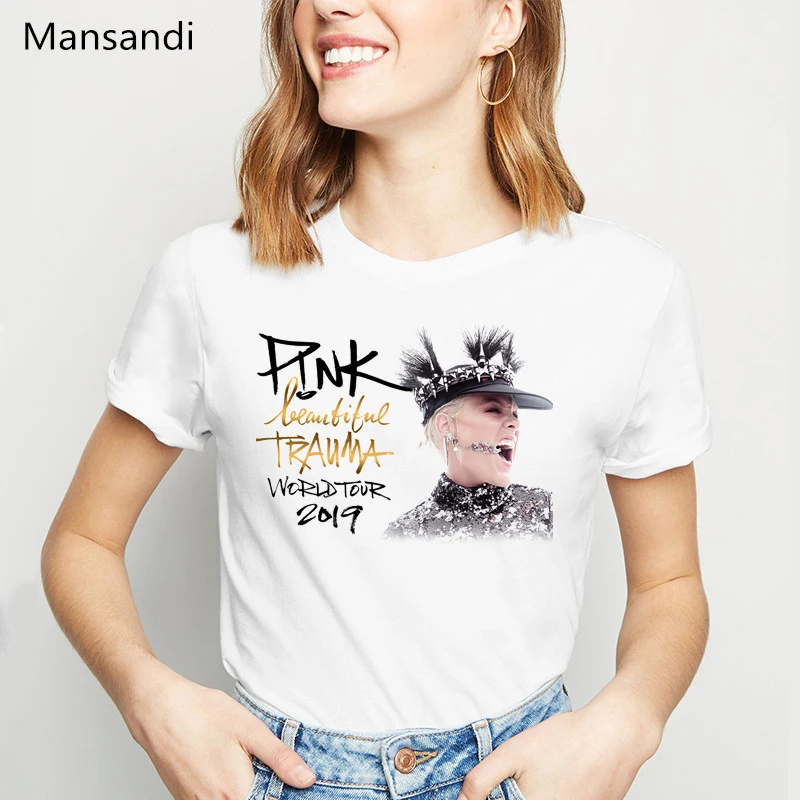 Beautiful Deep Pink Trauma Tour New Date 2021 T Shirt women Summer tops white tshirt femme harajuku shirt female t-shirt | Женская