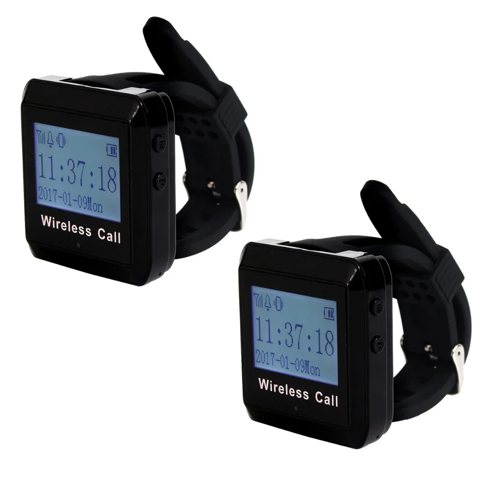 

2pcs 433MHz Restaurant Wireless Calling System Watch Receiver Waiter Call Pager Restaurant Equipment F3258