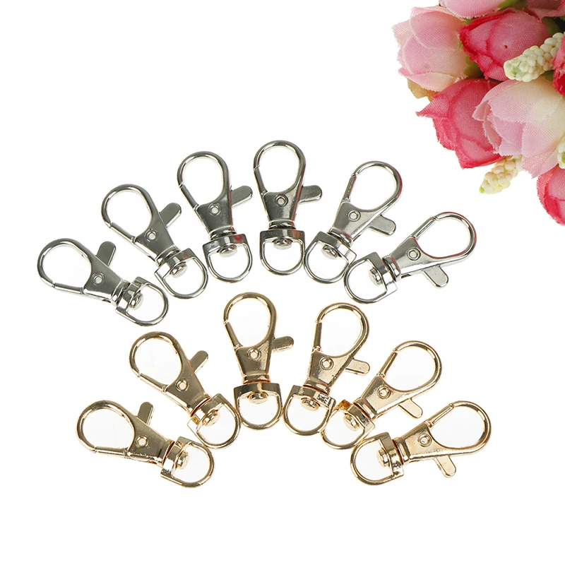 Gold Silver Metal Swivel Lobster Clasp Clips Key Hooks Keychain Split