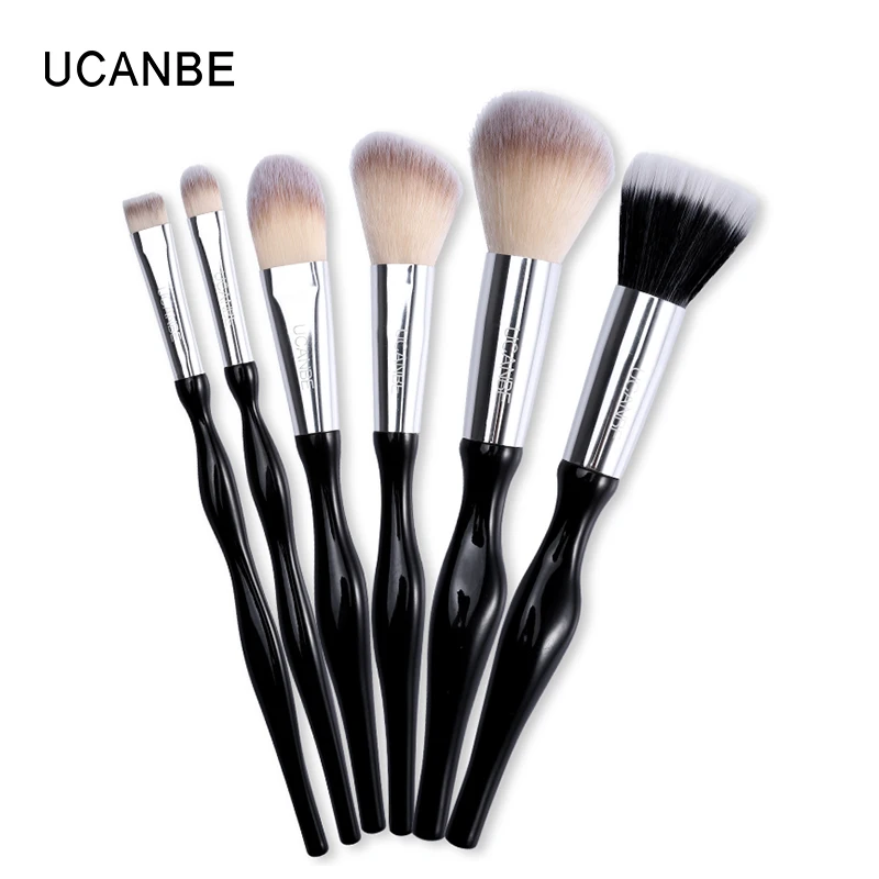 

UCANBE Brand 6pcs Beginner Soft Makeup Brushes Tool Synthetic Hair Foundation Powder Blush Eye Shadow Eyebrow Brushes Set Kit