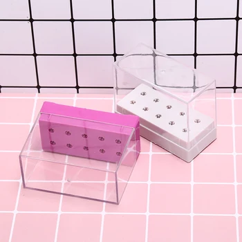 Skup 1 Zestaw 10 Otworów Na Elektryczne Szlifowanie Paznokci Głowy Pojemnik Wiertarka Do Paznokci Głowy Bity Pudełko Z Organizatorem Manicure Pojemnik Do Przechowywania