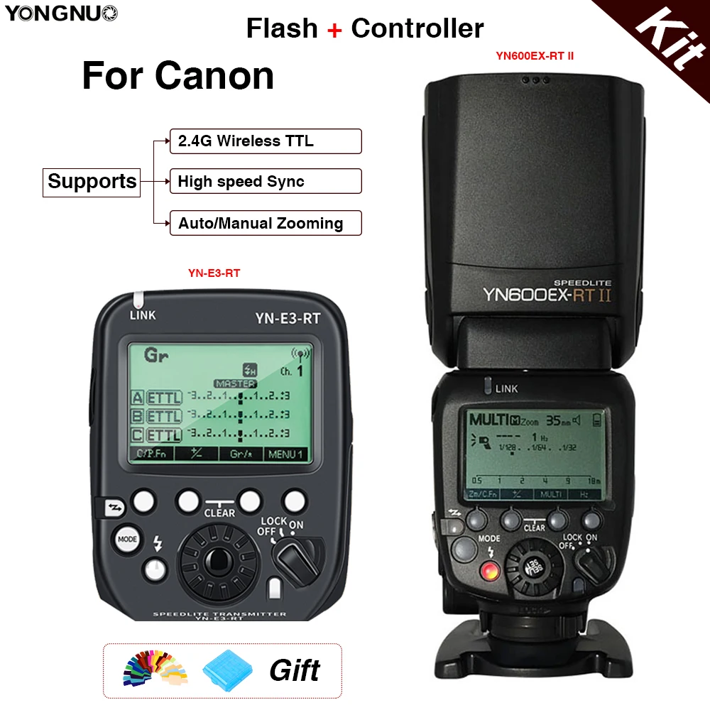 

yongnuo YN600EX-RT II TTL Flash Speedlite 2.4G Wireless & YN-E3-RT Flash Trigger controller For Canon 5DIII 7D 60D 700D 650D