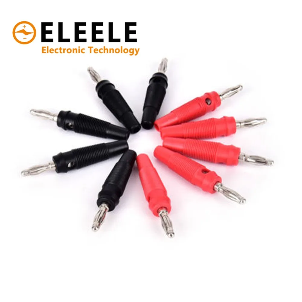 

10Pcs/lot Red and Black 4mm Solderless Side Stackable Banana Plug PN36