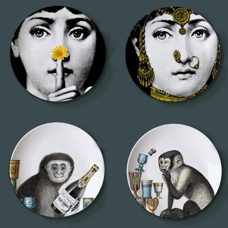 Fornasetti декоративная тарелка, висящая керамическая ваза, ремесло, домашняя мебель, настенное декоративное блюдо, итальянский стиль, фоновая роспись, украшение