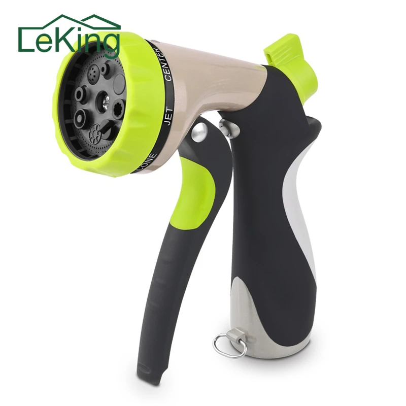 

Garden Hose Nozzle Hand Sprayer 8 Pattern Adjustable Heavy Duty Metal Slip Resistant High Pressure Car Wash Water Gun Home Clean