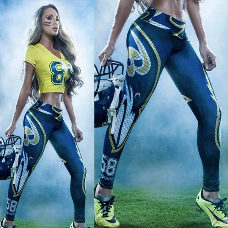 2016 New GYM American football theme 3D printed women Running Tights workout sportswear Leggings Yoga fitness