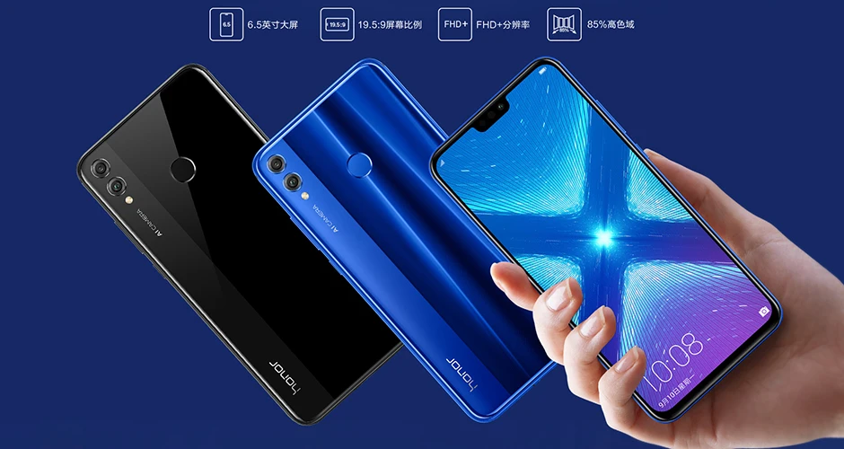 DHL Быстрая Honor 8X4G LTE мобильный телефон Kirin 710 Android 8,1 6," FHD 2340X1080 6 Гб ram 128 ГБ rom отпечаток пальца