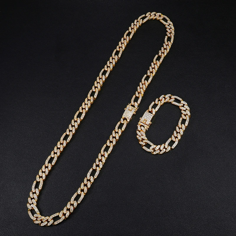 Bling Iced Out полный Кристальный проложить мужской браслет золотого цвета застежки