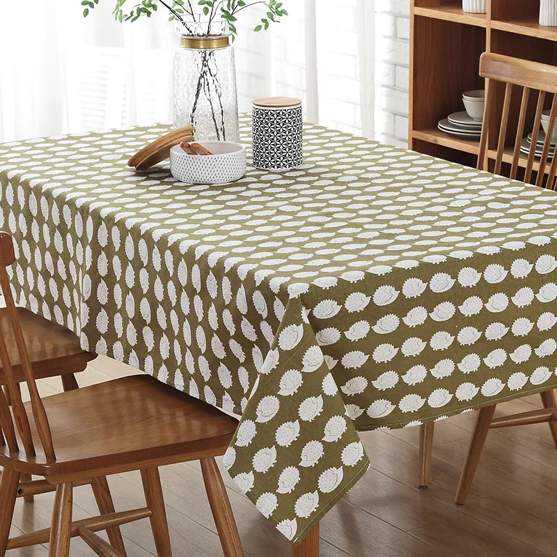 Lovely Cartoon Hedgehog Tablecloths Cotton Linen Fabric Tableclothes For Rectangular Tables Animal Table Cloth For Table Cover 