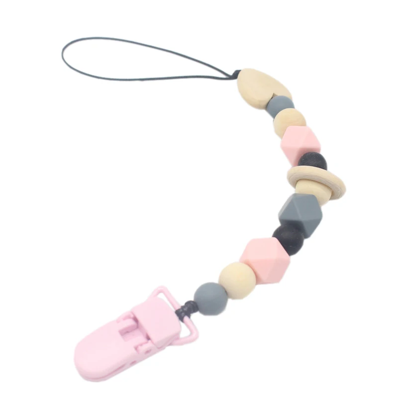 

Baby Pacifier Clip Chain Silicone And Wood Pacifier Clip Wooden Bead Dummy Clip Holder Cute Pacifier Clips Soother Chains Baby