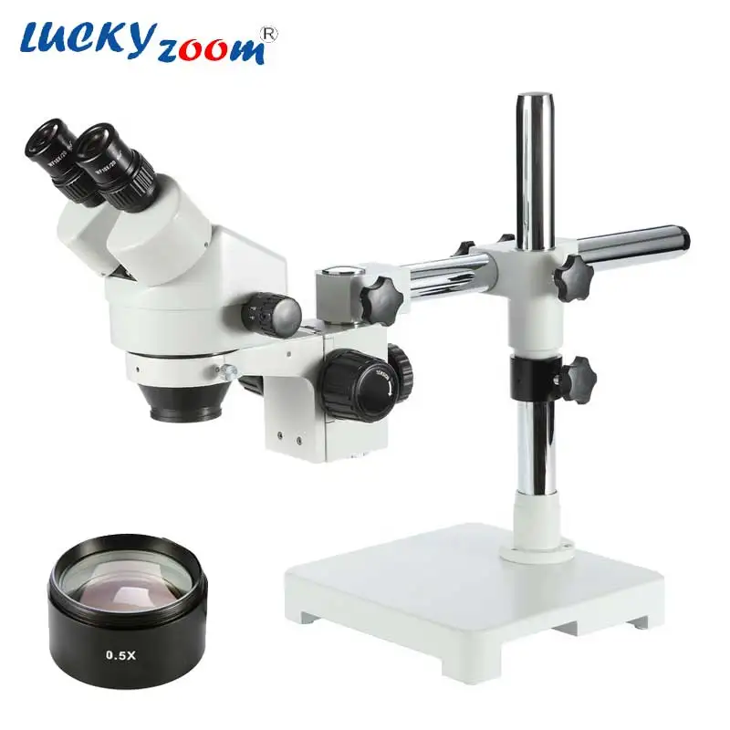 Lucky Zoom Single Arm Boom Stand Microscope 3.5X-45X Binocular Stereo Zoom Microscope on Single Arm Boom Stand Free Shipping