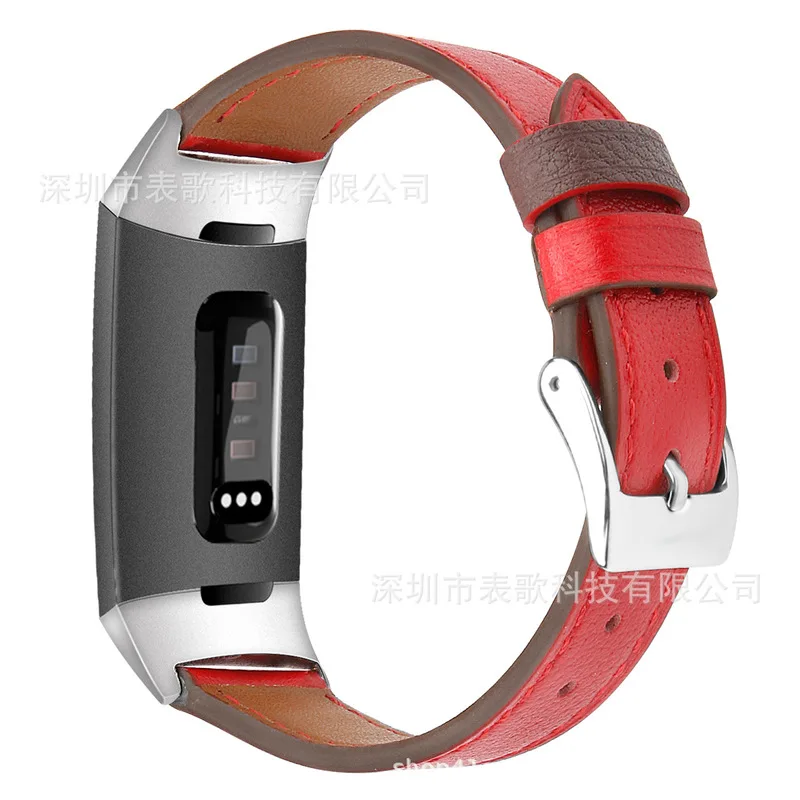 LPWHH Genuine Leather Watchbands For Fitbit Charge 3 Pink Buckle Black Pink Strap Watch Wrist Accessories Soft Strap Bracelet