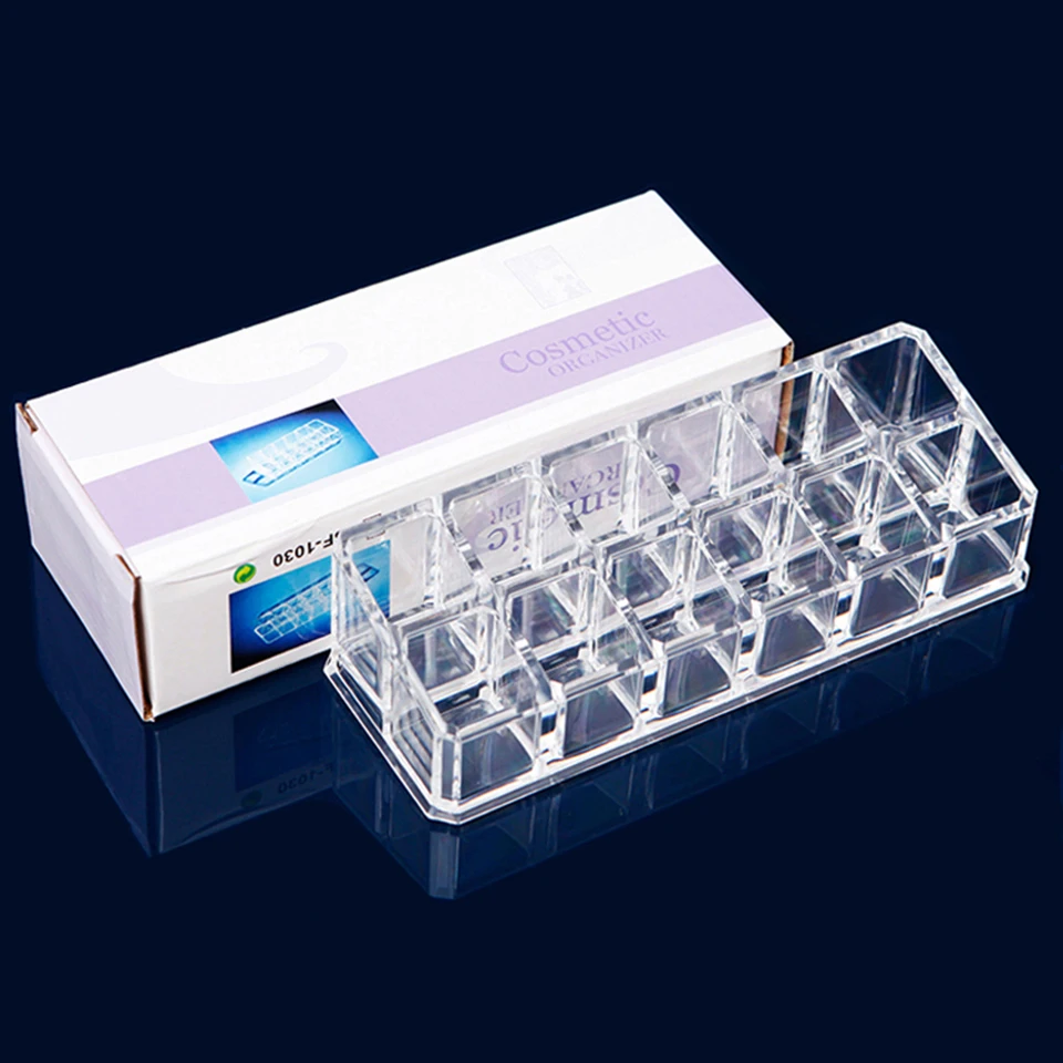 

Clear Makeup Case Drawers Cosmetic Organizer Jewelry Storage Acrylic 12 Lipstick Grid Holder Cabinet Box SF1030