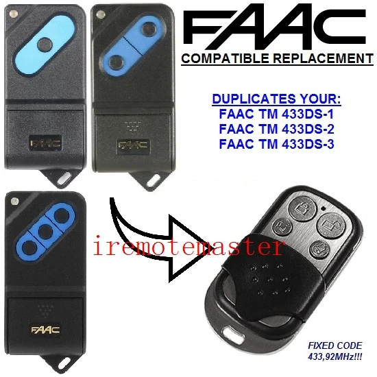 Top quality and favorable price! For FAAC TM 433DS-1,TM 433DS-2,TM 433DS-3 replacement remote control 433MHZ free shopping the remote replace for faac tm 433ds 1 tm 433ds 2 tm 433ds 3 garage door opener fixed code 433mhz