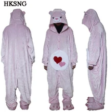 HKSNG, высокое качество, для взрослых, зимняя, зеленая, розовая, фиолетовая, для влюбленных, забота о счастливом медведе, пижама-комбинезон в виде животного, косплей, на молнии, Kiguru