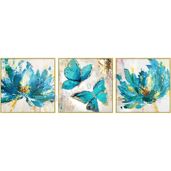 

5D DIY diamond painting 3 pcs "Butterfly lotus" living room decoration full square,Cross Stitch embroidery diamond,multi Gift