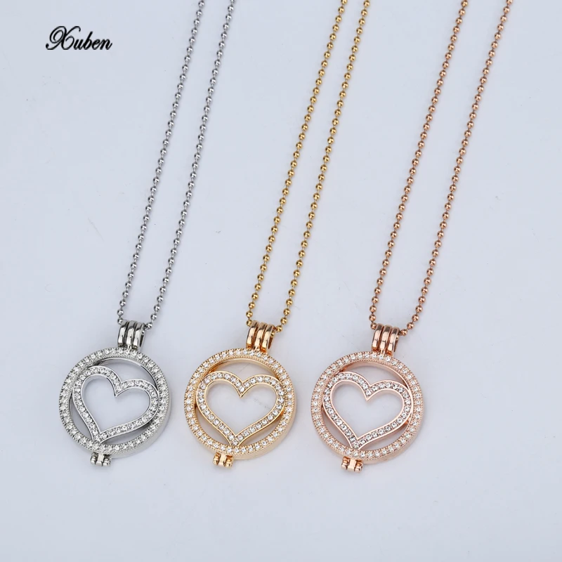 Fashion round Crystal 33mm Coin Pendant Jewelry Yellow Gold frame holder Pendant Necklaces 80cm