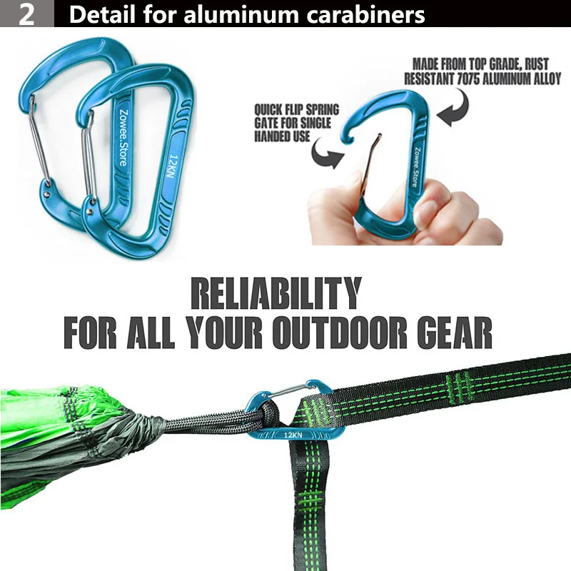 7075 Aluminum Hammock Carabiner Survial Key Chain Carabine Hook Clip Camping Equipment Paracord Buckles for Outdoor Camping