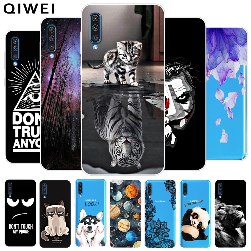 For Samsung A50 Case Animals Soft TPU Clear Bumper Coque For Samsung Galaxy A50 Silicone Phone Back Cover Capas A 50 A505 A505F