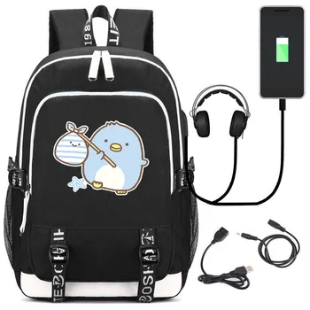 

Sumikko Gurashi Women Travel Bagpack Girls Cute Backpack Cartoon School Bags Canvas Bookbag USB Charging Laptop Backpack Rugzak