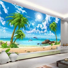 Beibehang настроить любой размер Настенные обои HD красивая мечта вид на море кокосовый песок пляж пейзаж ТВ фоне стены