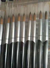Escova de unha acrílica para unha, escova redonda afiada de fábrica com punho, preto, metal, prata, 10 #12 #14 #16 #18 #20 #22 #24 # frete grátis