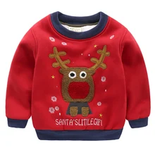 2-7T Winter Children Kids Boys Girls Cloths Christmas Sweater Baby Elk Print Thick Sweatshirts For Girls Christmas Kids Hoodies