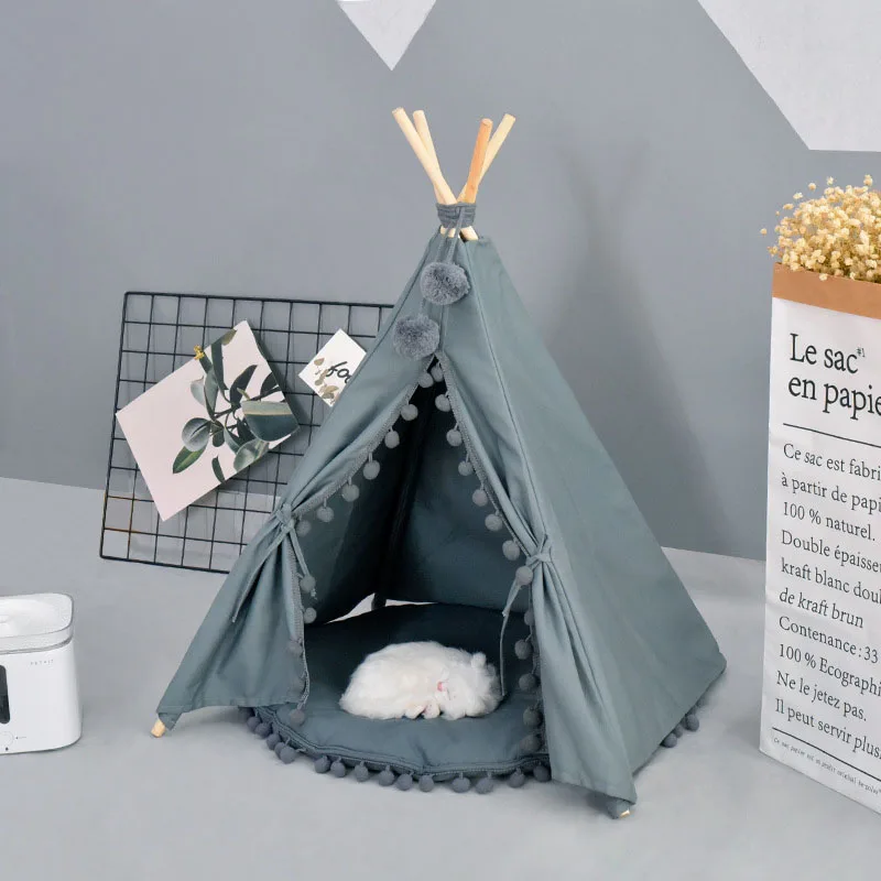 

YUYU 2018 Kawaii Lace Pet tent Dog house dog bed Pet House Tent Wood Kennel Puppy Dog Cat Bed House With Mat Pet Supplies Pads