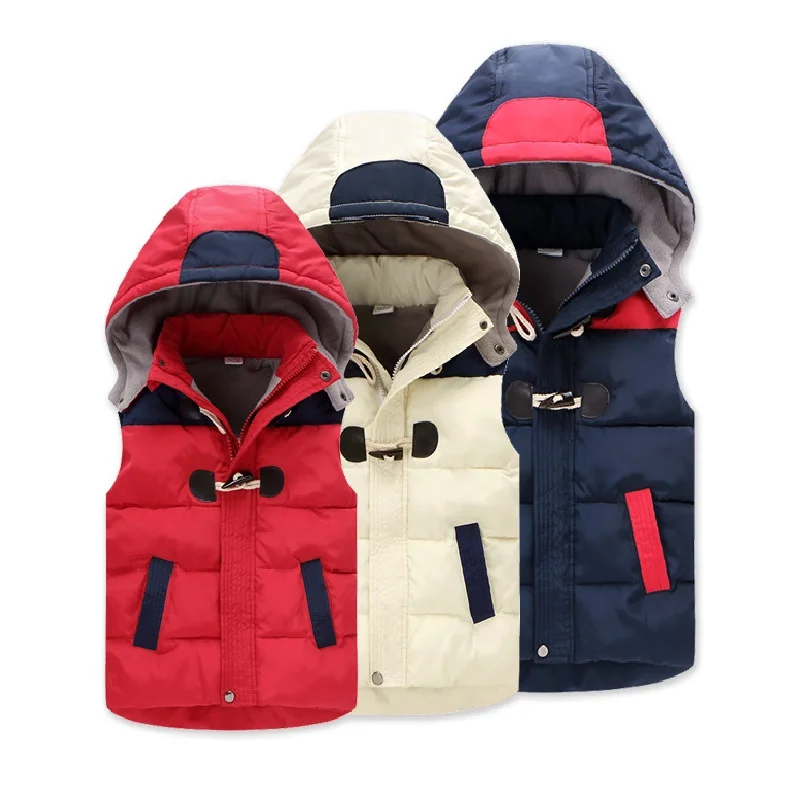 

boys Autumn Winter jacket girls warm vest kids cotton-padded jacket thicken waistcoat Splice kids outwears children clothing