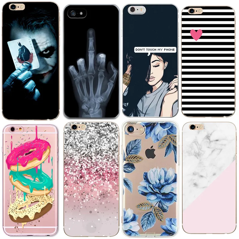 

Stripe Donut Peony Back Soft Silicon Case for iPhone 6 Cases iphone 8 plus X 6S 5 5S SE Cover for iPhone 7 7 Plus Phone Cases