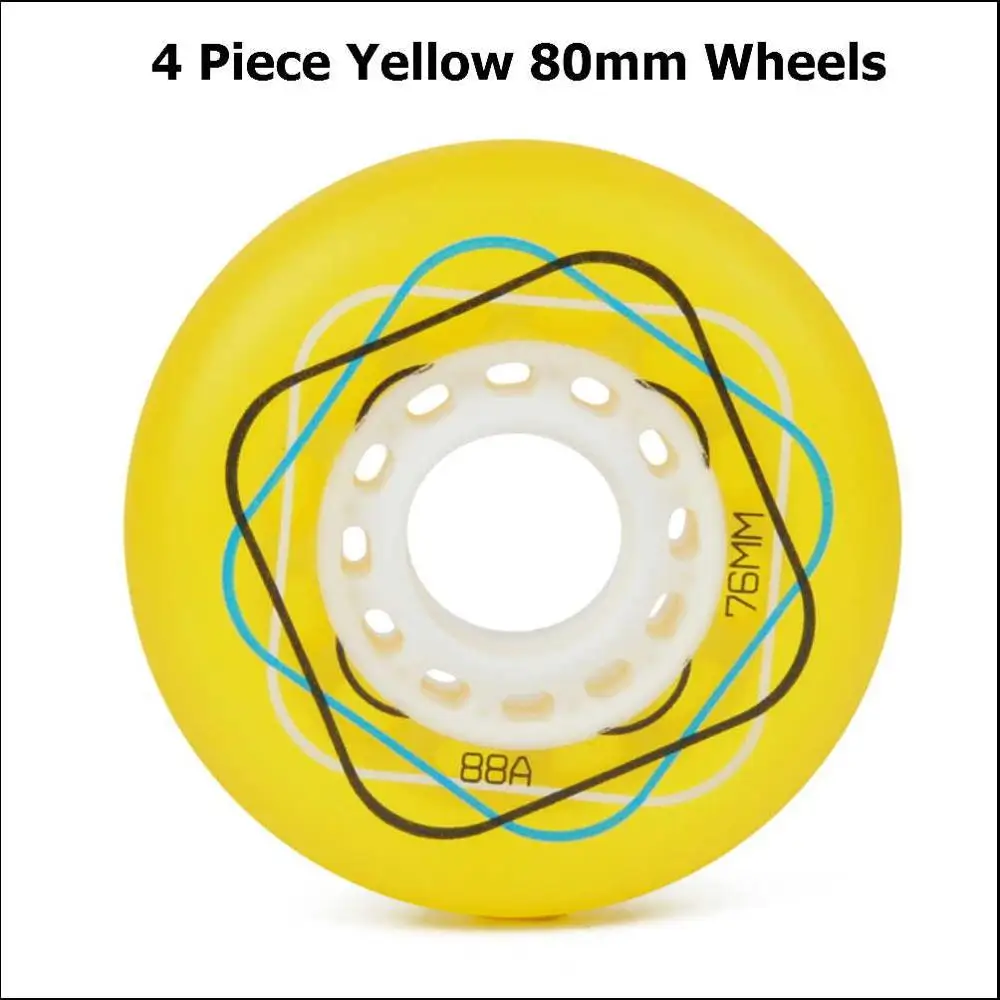 4 шт. высокого качества 88A роликовые колеса для роликовых коньков с возможностью поворота на 72/76/80 мм Раздвижные коньки Родас Фристайл для волнистая доска роллерсерф Street Surf - Цвет: 4 piece 80mm Yellow