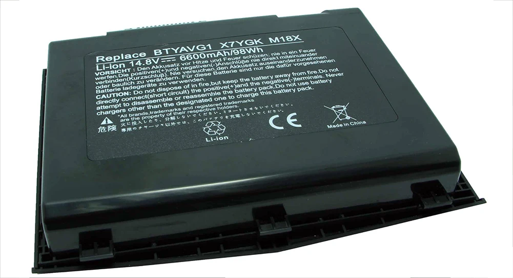 

BTYAVG1 Battery For Dell Alienware M18x Alienware M18x R1 R2 Laptop X7YGK 12cell 14.8V 98Wh