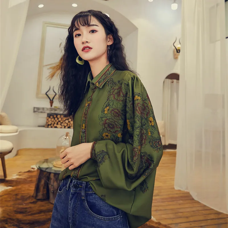 

2019 Spring New Print French Court Vintage Retro Long Sleeve Shirt