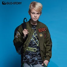 GLO-STORY, теплые зимние куртки-бомберы для подростков, пальто, Зимняя парка на молнии для мальчиков, BMA-6146