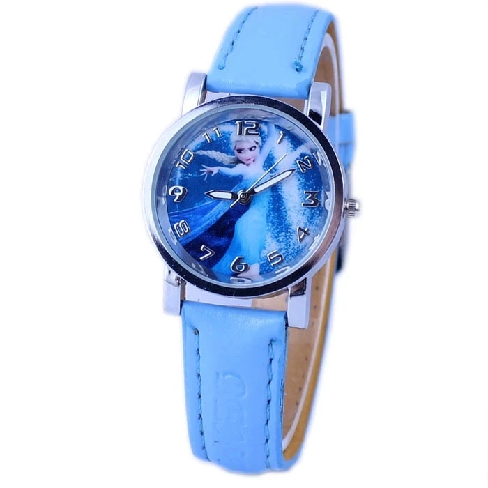 Мультфильм ледяная Снежная принцесса часы принцессы синие детские часы Детские кварцевые часы