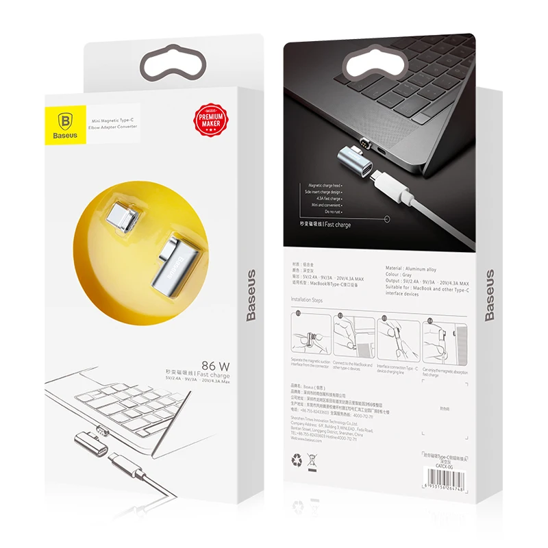Baseus 86W USB C кабель для Type Магнитный адаптер Macbook Huawei Mate 20 Pro OnePlus 6 быстрая зарядка