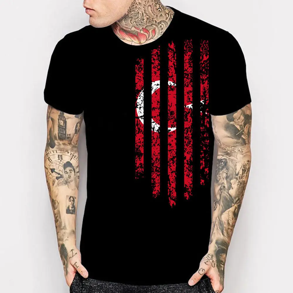 

Turkey Turkish Vintage Flag 3D Print Mens Black T Shirts Us Size S-3Xl top Sale Mens Round Neck Cotton Casual Muscle Men Men'S