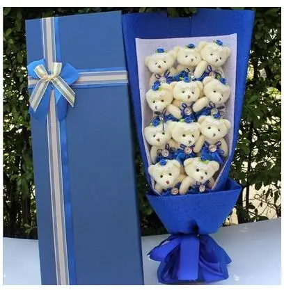

12pcs Anime Teddy Bear Flower With Box Toy Plush Doll Teddy Bear Soap Flower with Box Valentine's Day for Wedding Romantic Gifts