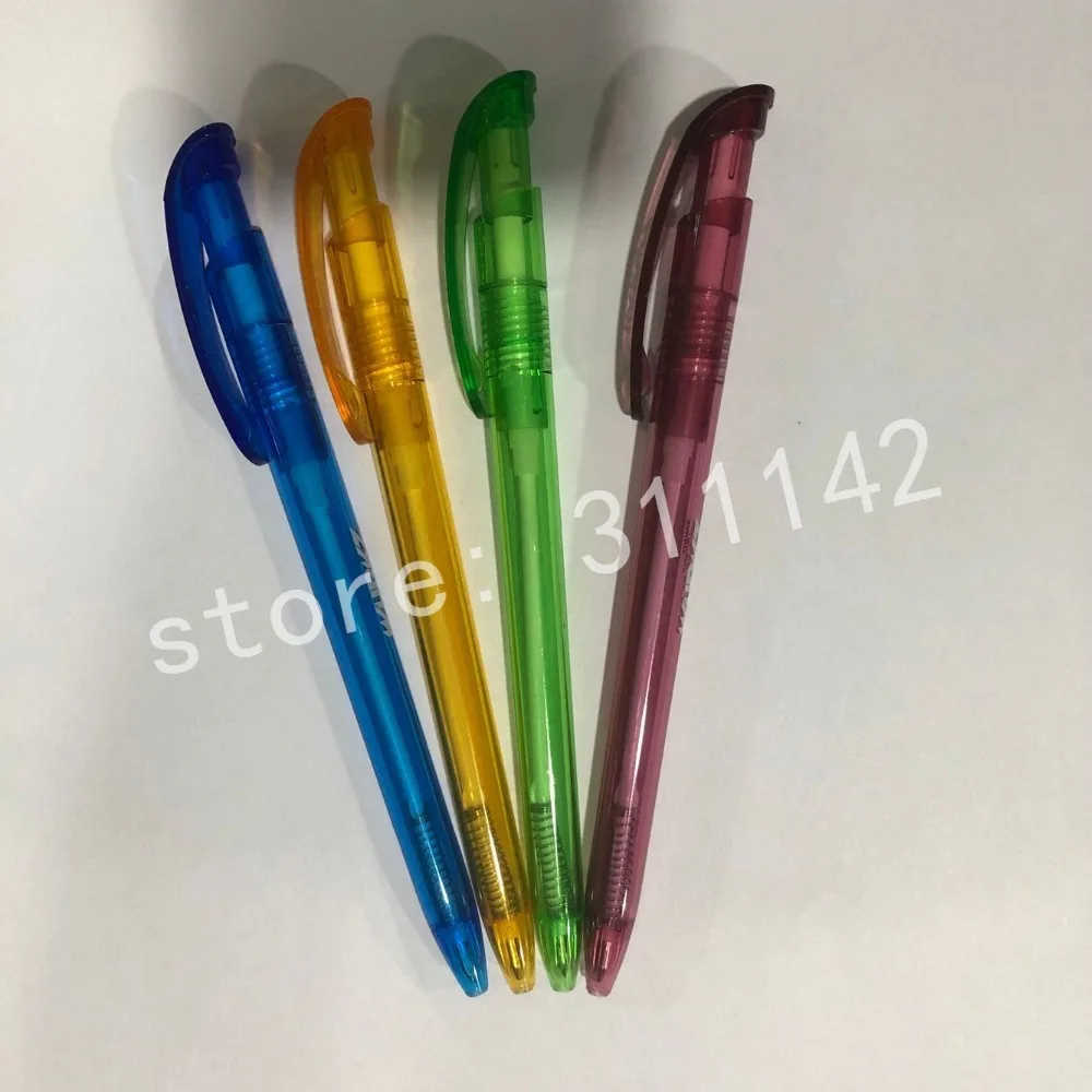 Высокое качество Новый стиль прозрачные разноцветные шариковая ручка рекламные подарочные ручки пластиковые ручки бренд личный логотип