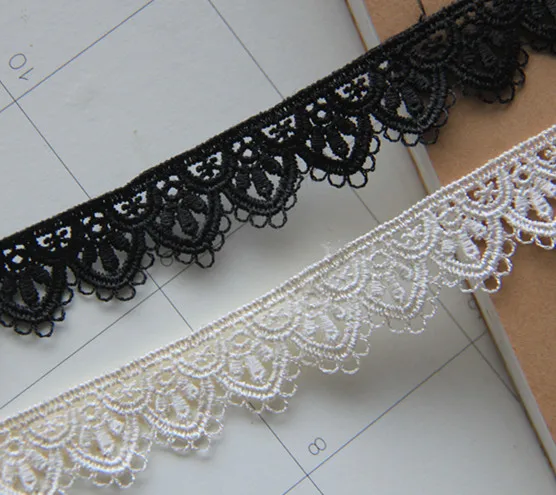 

5yard 1.5cm/0.59'' exquisite black/white/beige embroidery lace trim small border diy clothing accessories Z232