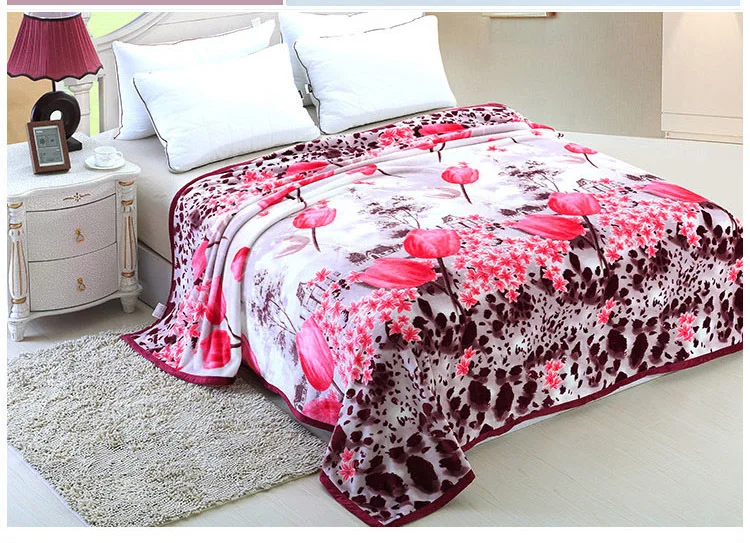 New Classic Country Style Floral Mink Blankets Eco Reactive Printing Coral Fleece Blanket Super