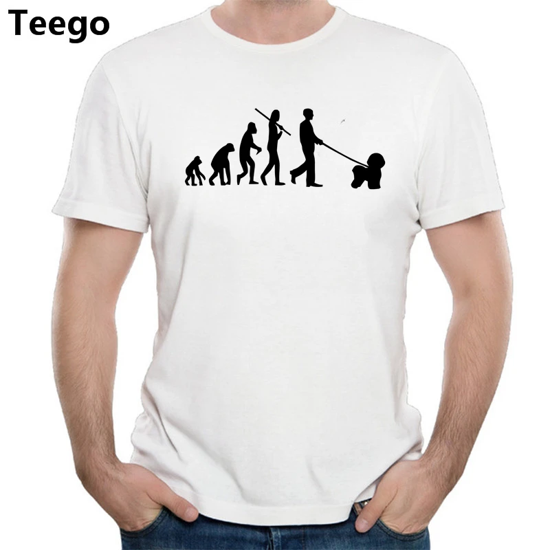 

male T shirt fashion Evolution BICHON FRISE Tee shirt mans cotton top tees brand top tees best gift for father boys