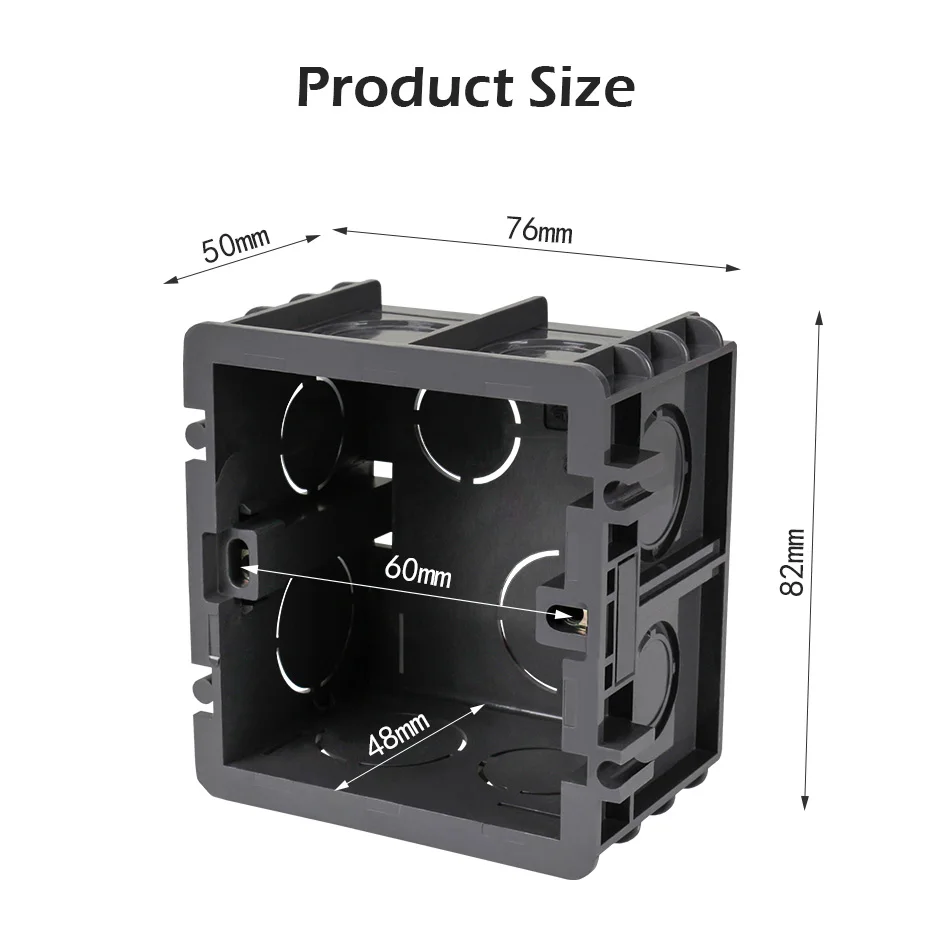 Minitiger High Strength Mounting Box Internal Cassette 82mm * 76mm * 50mm For 86 Type Switch and Socket, Black Wiring Back Box switch box wall socket box electric distribution box