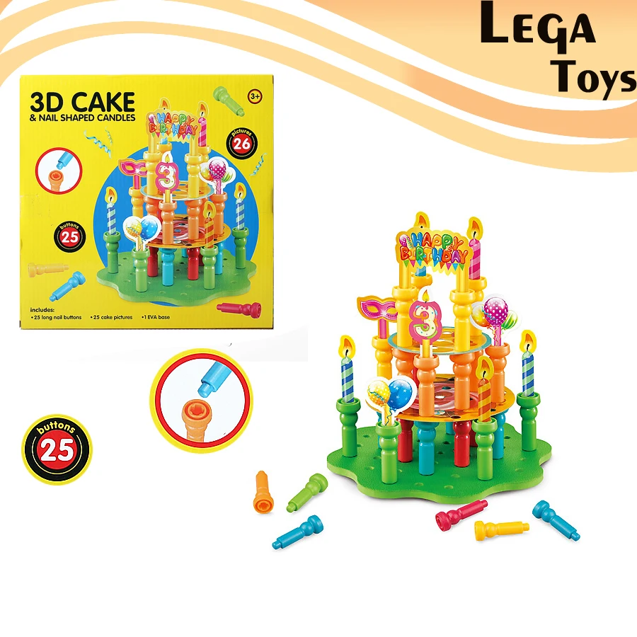 

Cake Peg Board Stacking Toddler Toys Educational Matching Shapes Fine Motor Skills Montessori Kids Toys with 25 Pegs 26 Pictures